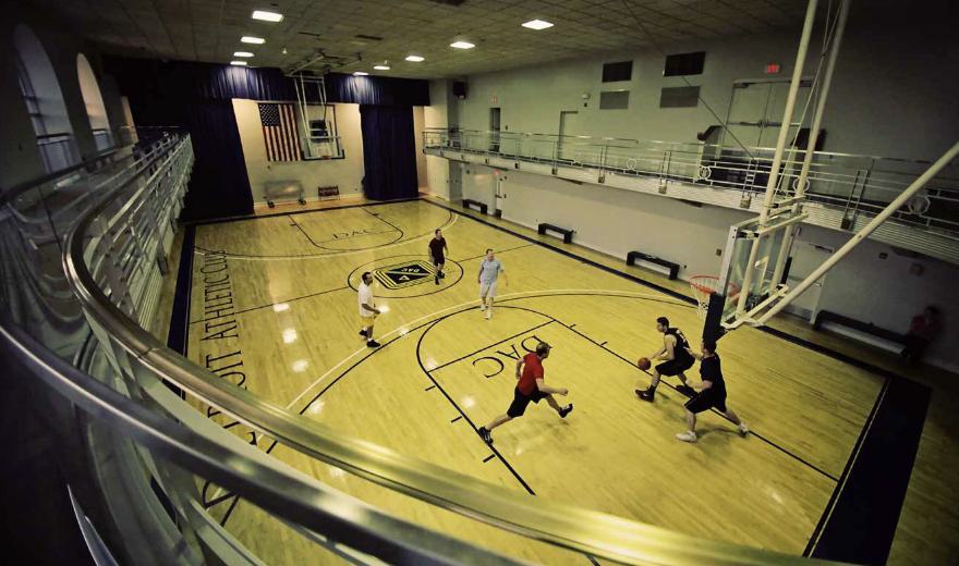Members playing basketball
