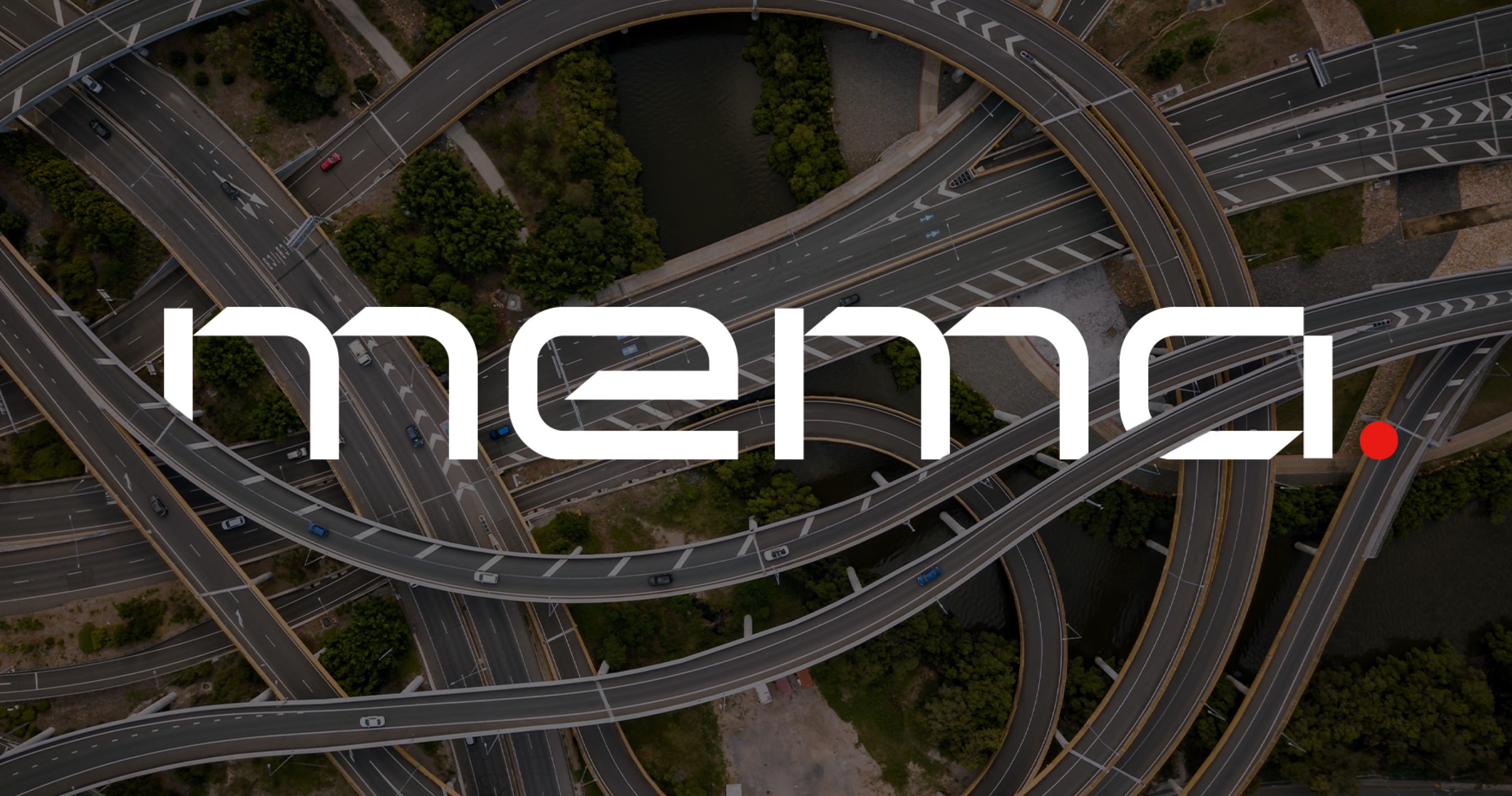 MEMA logo composed on a overhead view of acomplicated highway exchange.